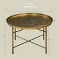 thumbnail image 3 of HYJY 24" Round Coffee Table with Hammered Tray Top, Vintage Metal Center Table for Living Room, Bedroom, Side Table, Gold, 3 of 18