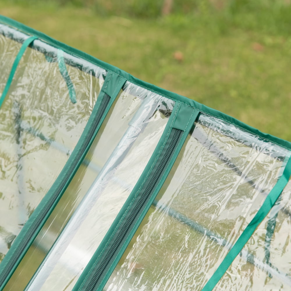Green Outdoor Waterproof Portable Plant Greenhouse with 2 Clear Zippered Windows