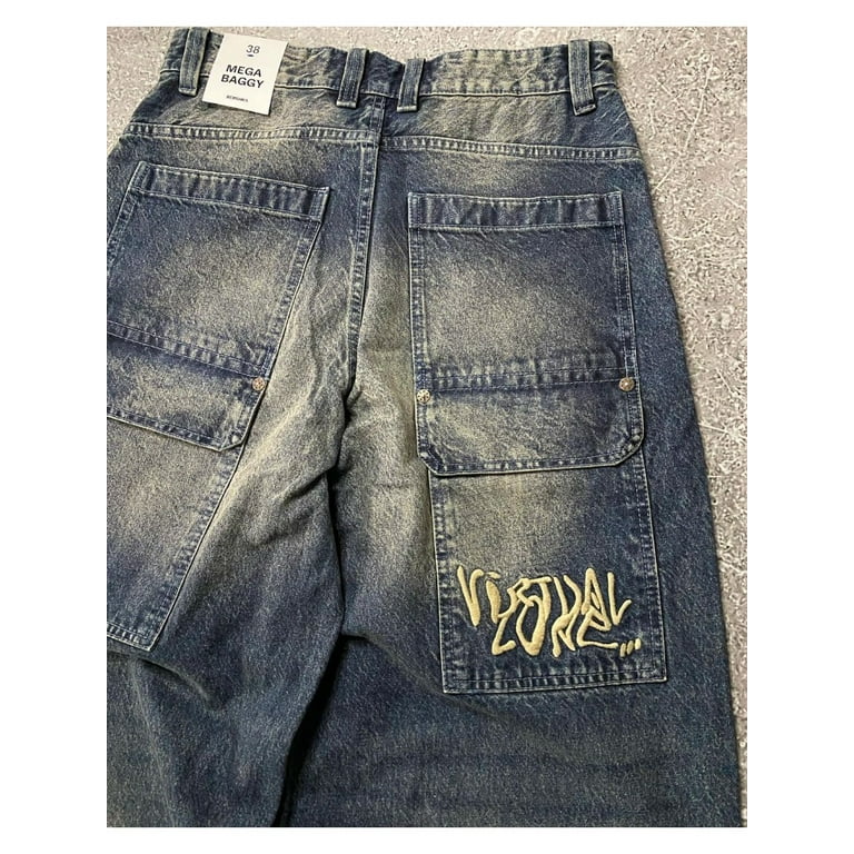 American New Fashion Multi-pocket Loose Jeans Men And