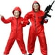 thumbnail image 5 of Ladrón de disfraz de Halloween para hombre y niño, traje de payaso de la película española, mono con capucha rojo para adultos y niños, 5 of 5