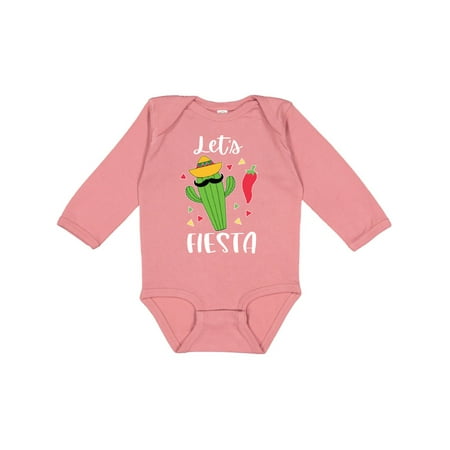 

Inktastic Cinco De Mayo Let s Fiesta Cute Cactus with Sombrero Gift Baby Boy or Baby Girl Long Sleeve Bodysuit