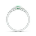 thumbnail image 2 of ANGARA Natural Vintage Style Bezel-Set Oval Emerald Ring with Diamonds in 14K White Gold for Women (Size-7x5mm) | May Birthstone, Birthday, Anniversary, Jewelry Gift for Women | Natural Emerald Ring, 2 of 9