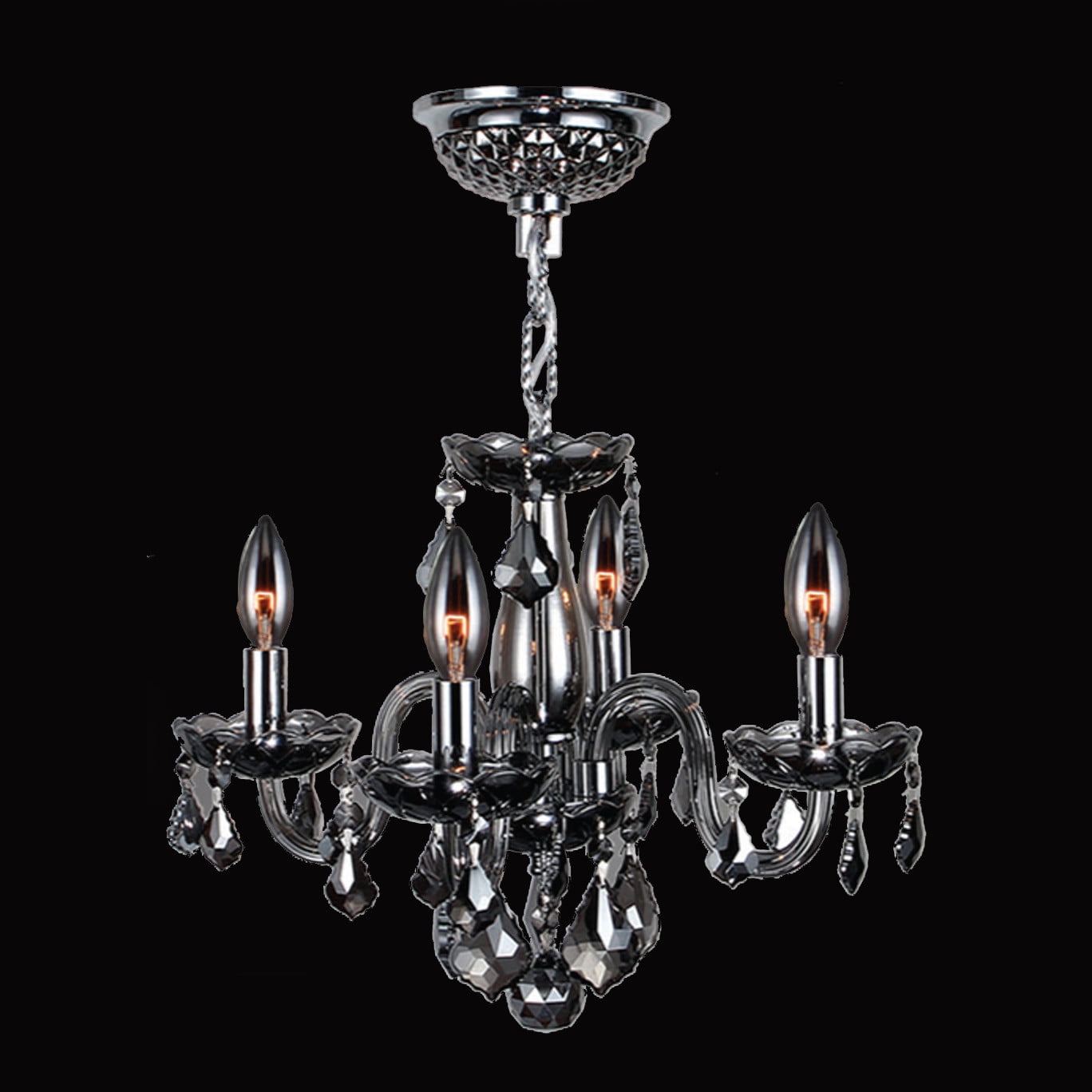 Clarion Collection 4 Light Chrome Finish and Smoke Crystal Chandelier 16