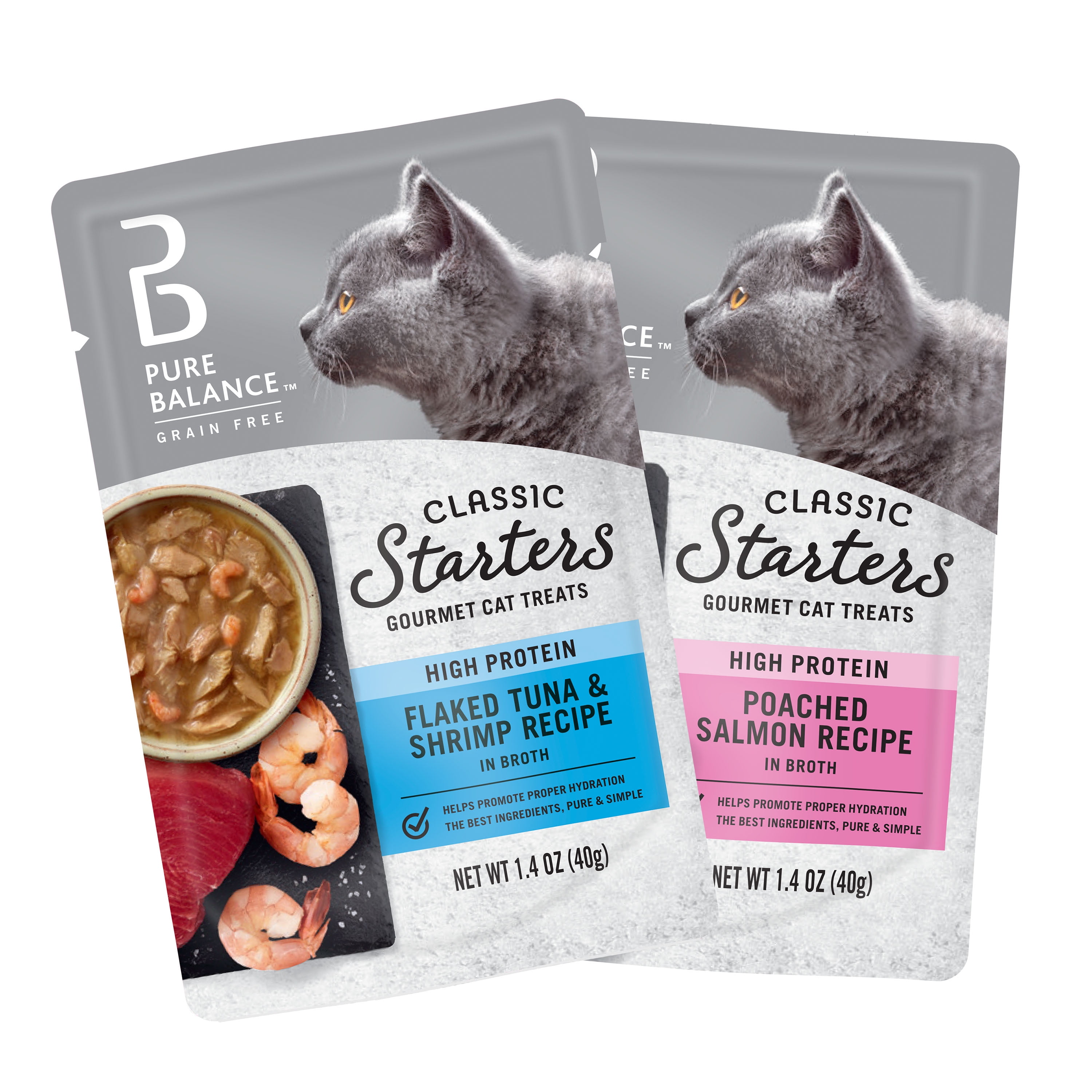 Pure Balance Gourmet Cat Treat Starters, Salmon, Tuna & Shrimp Recipe Variety Pack, 1.4 Oz, 5 Pack