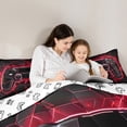 thumbnail image 5 of Feelyou 3D Video Gamepad Bedding Comforter Set 7pcs for Kids, Modern Gaming Gamer Player Queen Bedding Sets, Red Neon Honeycomb Reversible Queen Sheet Sets, Breathable Home Decor, 5 of 9