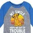 thumbnail image 3 of The Lion King - Simba - My Smile Keep Me Out of Trouble - Toddler & Youth Raglan Graphic T-Shirt, 3 of 4