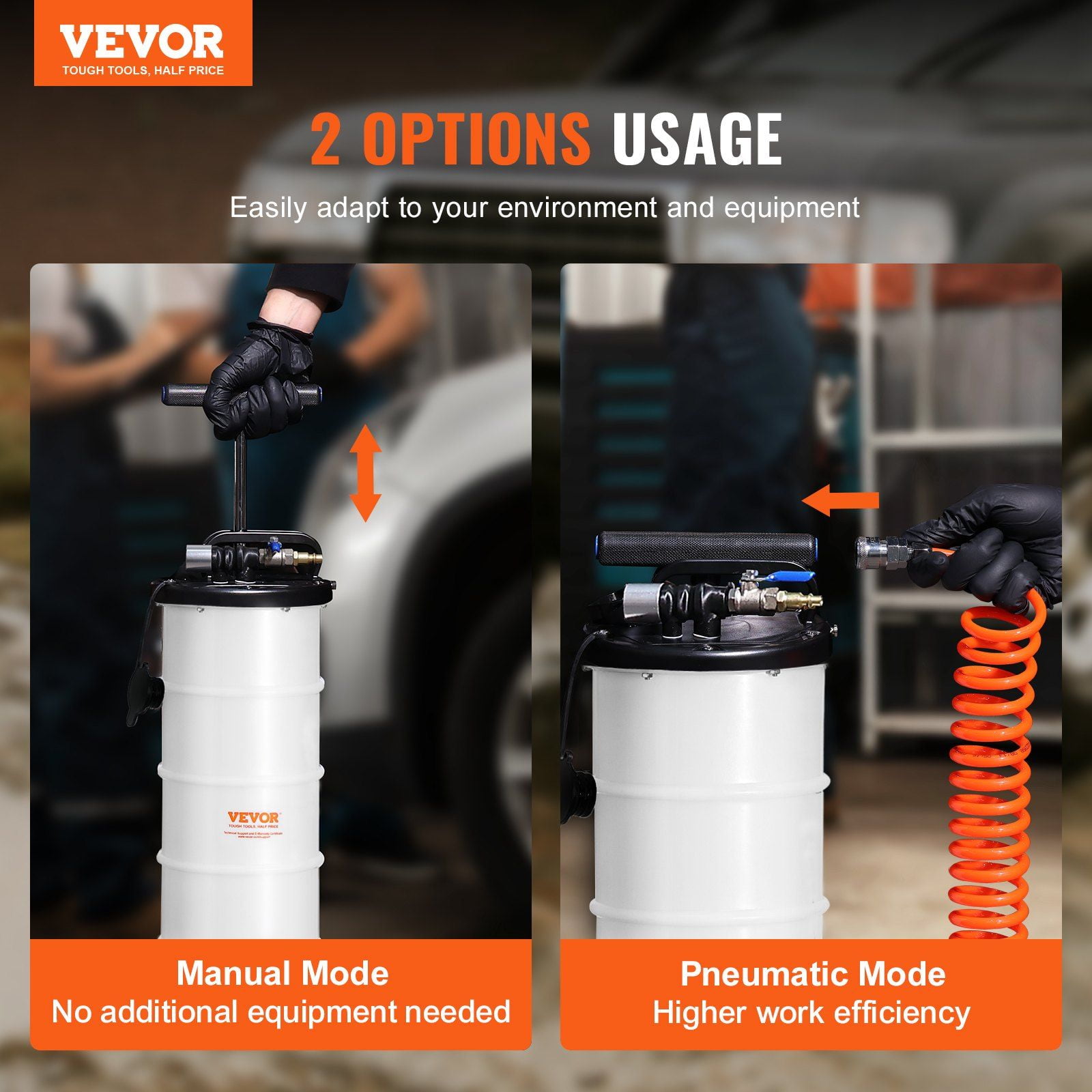 6.5L Oil Extractor Pump - Manual/Pneumatic Fluid Evacuation Tool with Suction Hose for Automotive, Marine, Motorcycle Oil Change