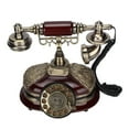 thumbnail image 3 of Classic European Retro  Landline Telephone Rotation Dial Telephone Imitation Wood Green Bronze Wired Landline Telephone Suitable For Home/Office/Cafe/Bar Decoration, 3 of 8
