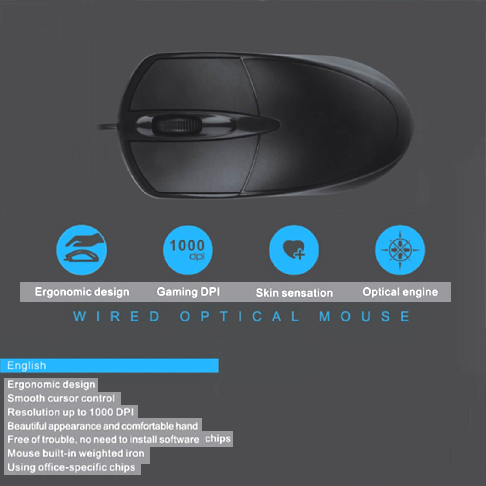 Wired Mouse, USB Wired Computer Mouse Mice, 1600DPI 3 Adjustable Levels ...