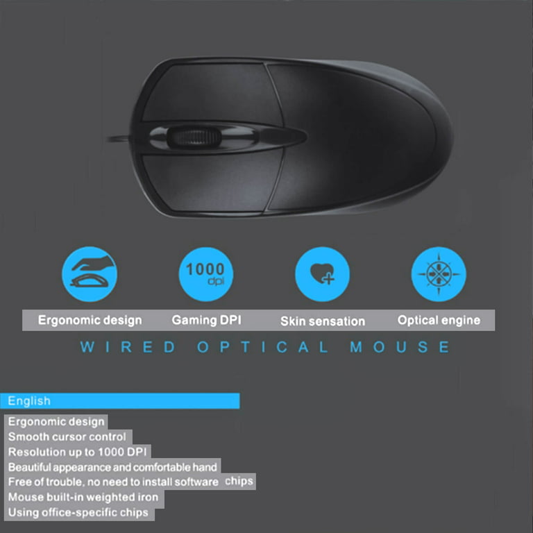 Wired USB Optical Gaming Mouse 12 Programmable Buttons 1000DPI Game Mice  For PC