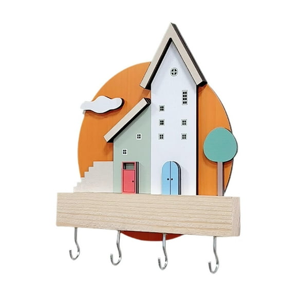 QSTDGVPW Wooden Key Holder Hat Rack Cartoon Key Storage Holder Nordic Fashion Sturdy Coat