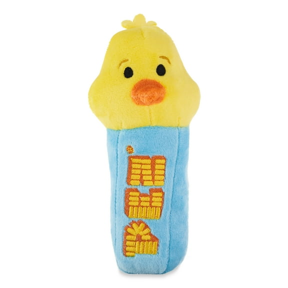 PEZ Chick Easter Plush, 7 inches Tall, Yellow, Blue