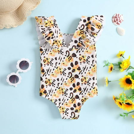 

Gubotare Summer Toddler Girls Ruffles Leopard Prints 1 Piece Swimwear Beach Onesie Swimsuit Bikini Girls Kid Bathing Suit Yellow 2-3 Years