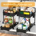 thumbnail image 3 of Under Sink Organizer and Storage, 2-Tier Under the Sink Storage Bathroom Cabinet Shelf Organizer Sliding Kitchen Cabinet Organizer with Hooks(Black,1 Pack), 3 of 10