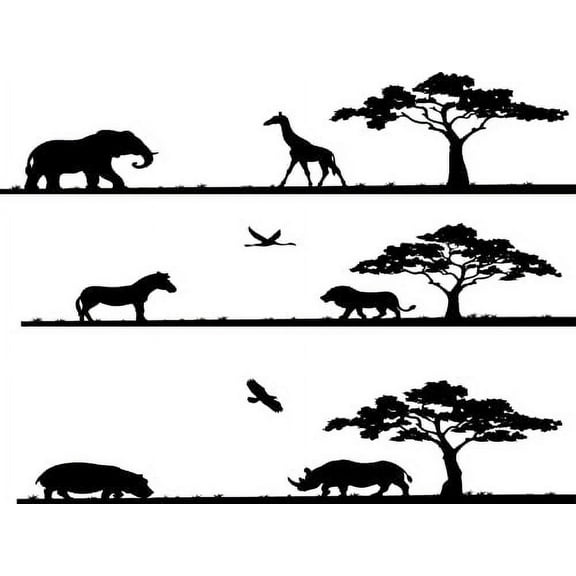 Whimsical Practicality's Jungle African Aminals Birthday Border Cake Side Strips 3 Strips 2.5x10 inchs on size