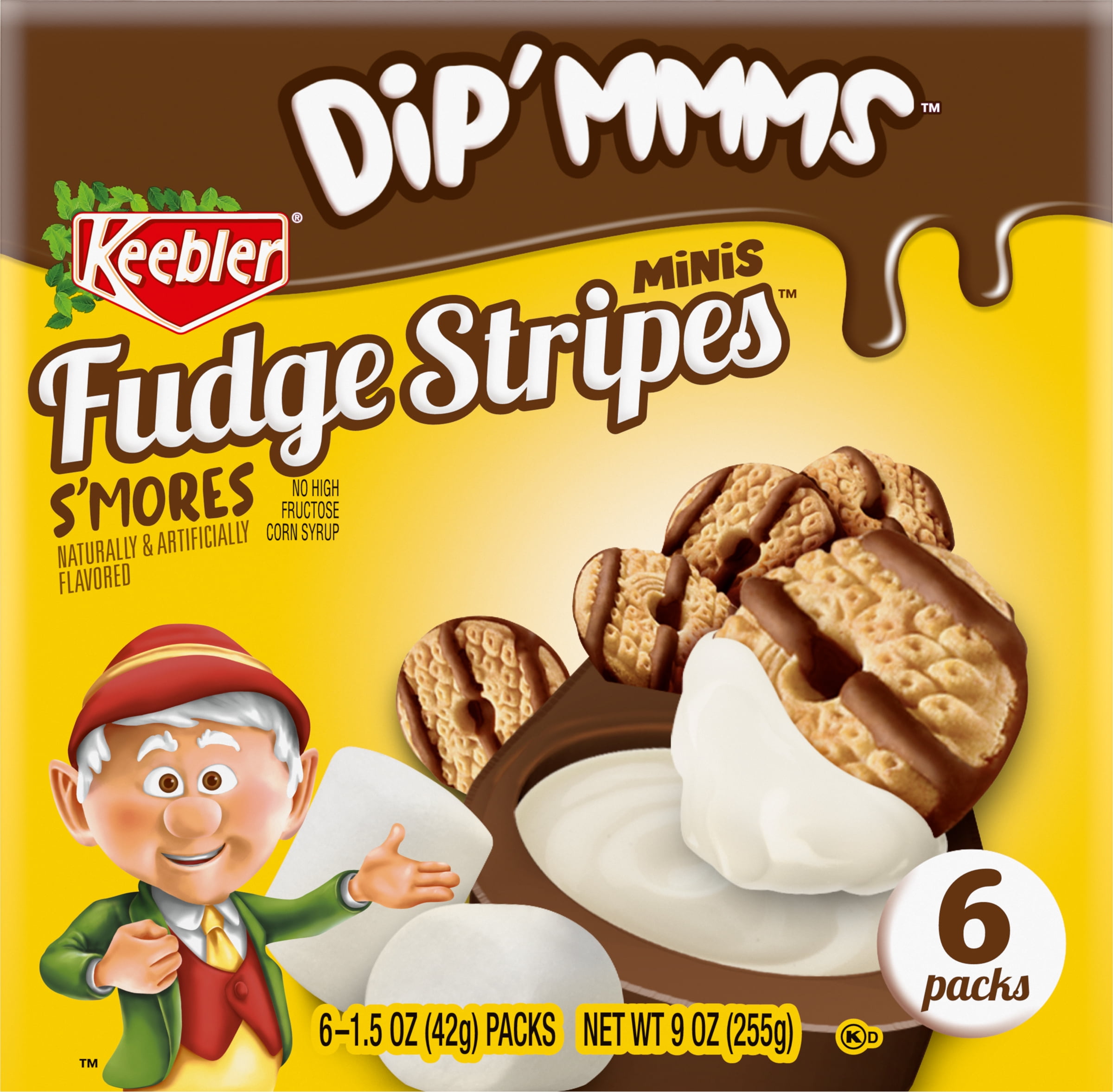 Keebler Fudge Stripes Mini Smores Dip'mmms, 1.5 Ounce pack 6 Count