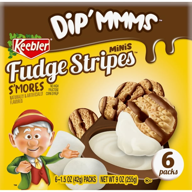 Keebler Fudge Stripes Mini Smores Dip'mmms, 1.5 Ounce pack 6 Count