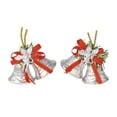 thumbnail image 2 of Christmas Bell Hanging Ornament Set Of 2 Silver Bell Decor with Angel and Bow for Christmas Tree Decor Wreath Indoor Holiday Home Decoration, 2 of 7