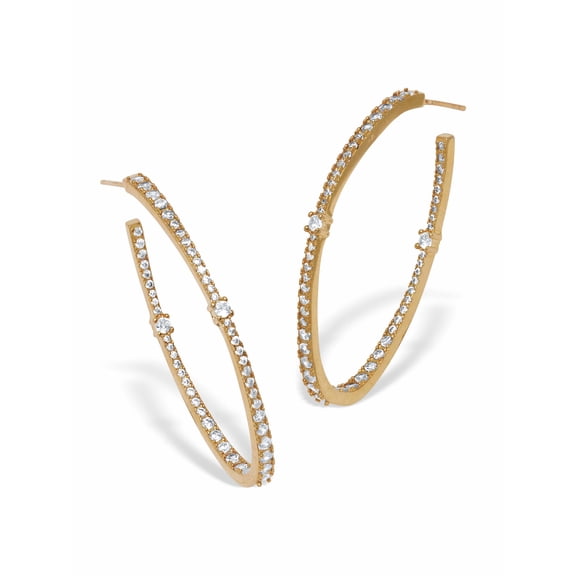 PalmBeach Jewelry Round Crystal Goldtone Hoop Earrings, 46mm