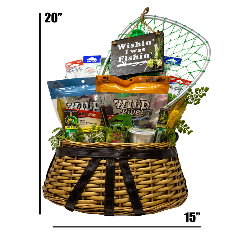 Fishing Creel Gift Basket Jam-Packed with Useful Fishing Equipment, Sweet  Treats and Novelty Items, Father's Day