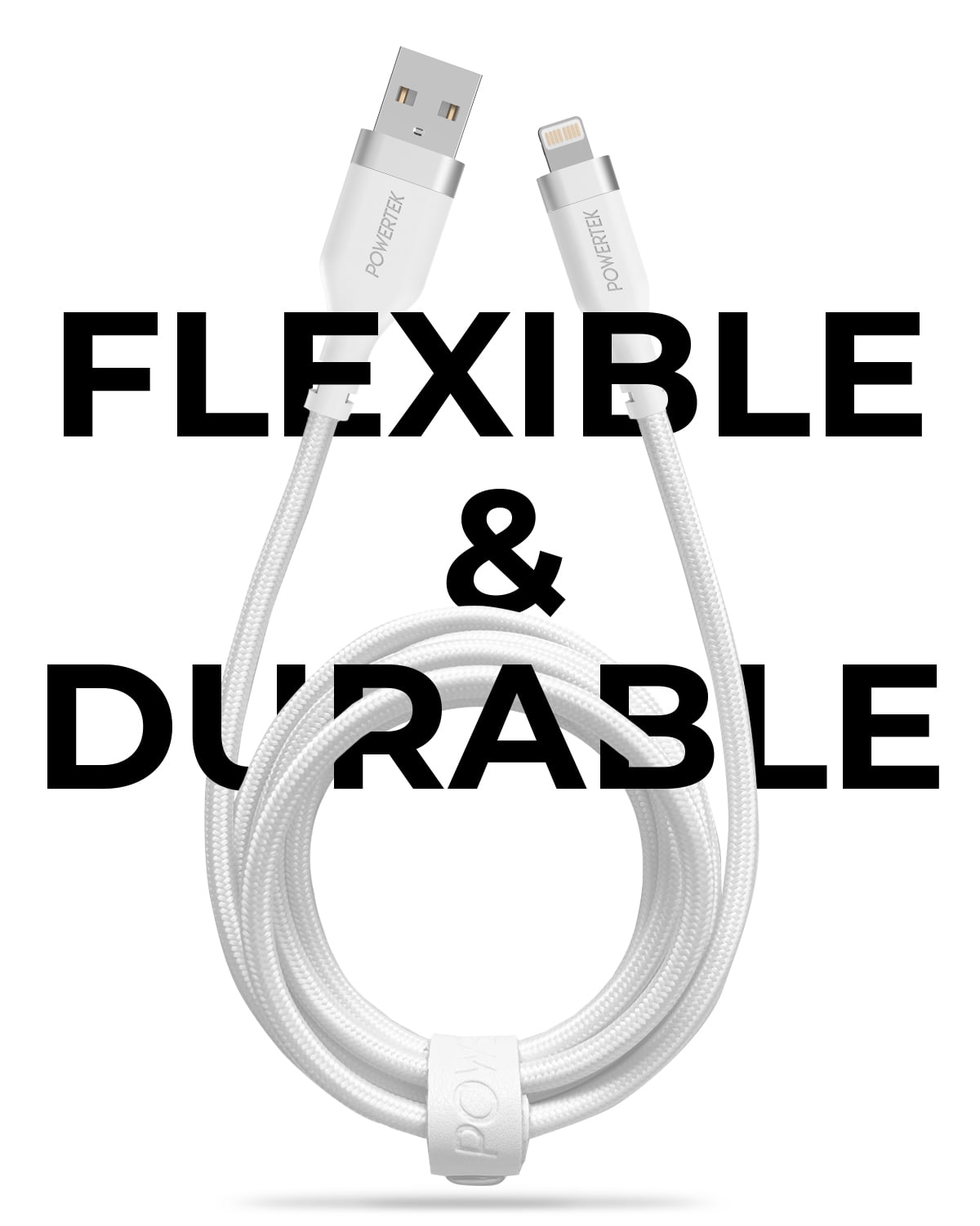 Liquipel Powertek iPad & iPhone Lightning Charger Cable, Fast Charging 6ft MFI, Premium White