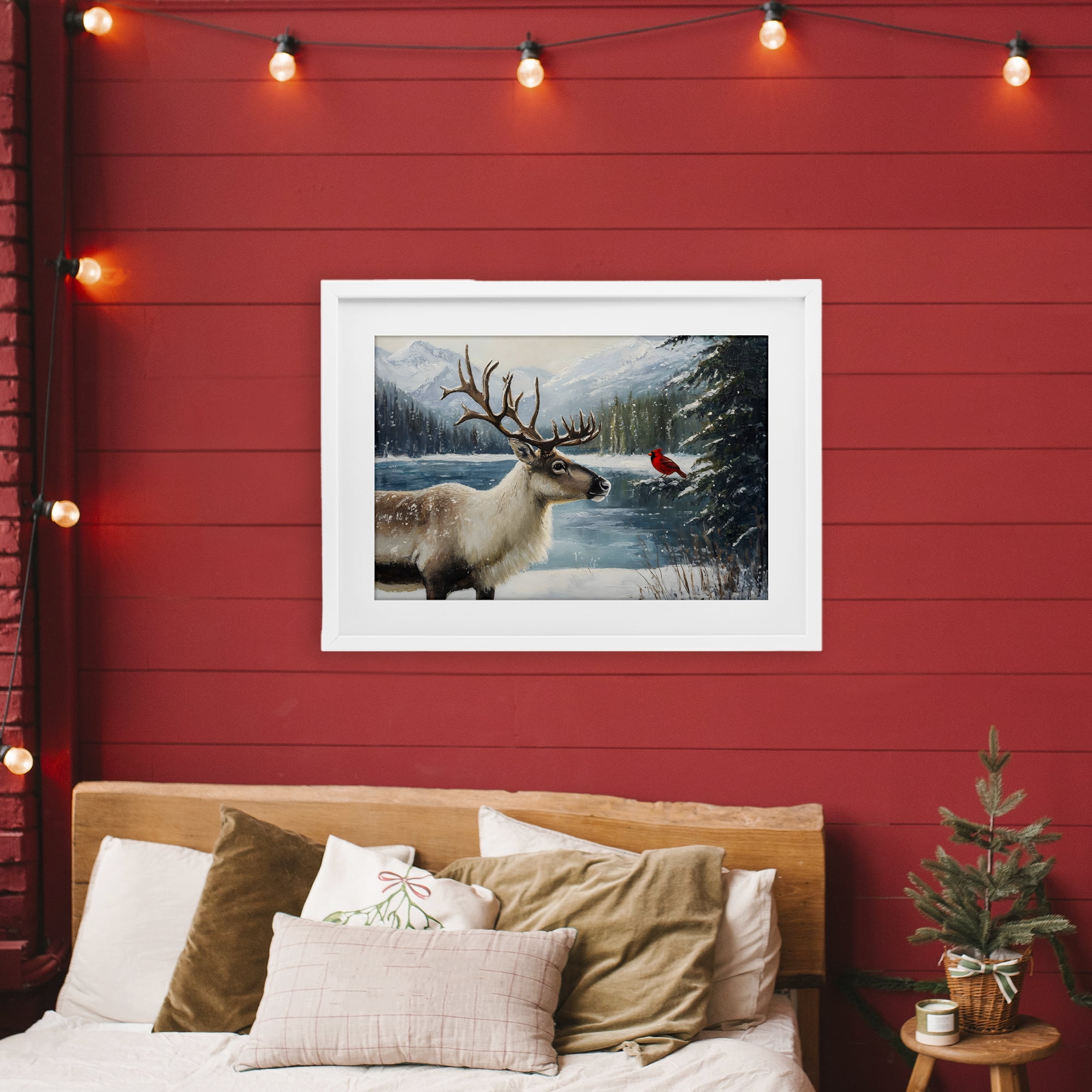 Christmas Conversation In Wild White Framed Print Under Glass, design by Petal Prints Design