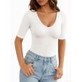 thumbnail image 2 of MOYIKO Womens Half Sleeve Tops Scoop Neck Slim Fitted Basic Tee Shirts 2026 Trendy Casual Clothes, 2 of 7
