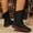 Black, variant on POROPL Boots for Women Mid Calf Fashion Low Heel Flat Zip Up Retro Shoes,Womens Boots Size 5.5