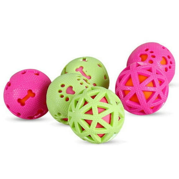 3 Pack Squeezz Ball Rubber Squeaker Erratic Bounce Squeaky Ball Dog Fetch Toy