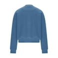 thumbnail image 6 of Women's Fleece Lined Winter Coat Cropped Long Sleeve Crewneck Zip Up Jacket Light Blue S, 6 of 7