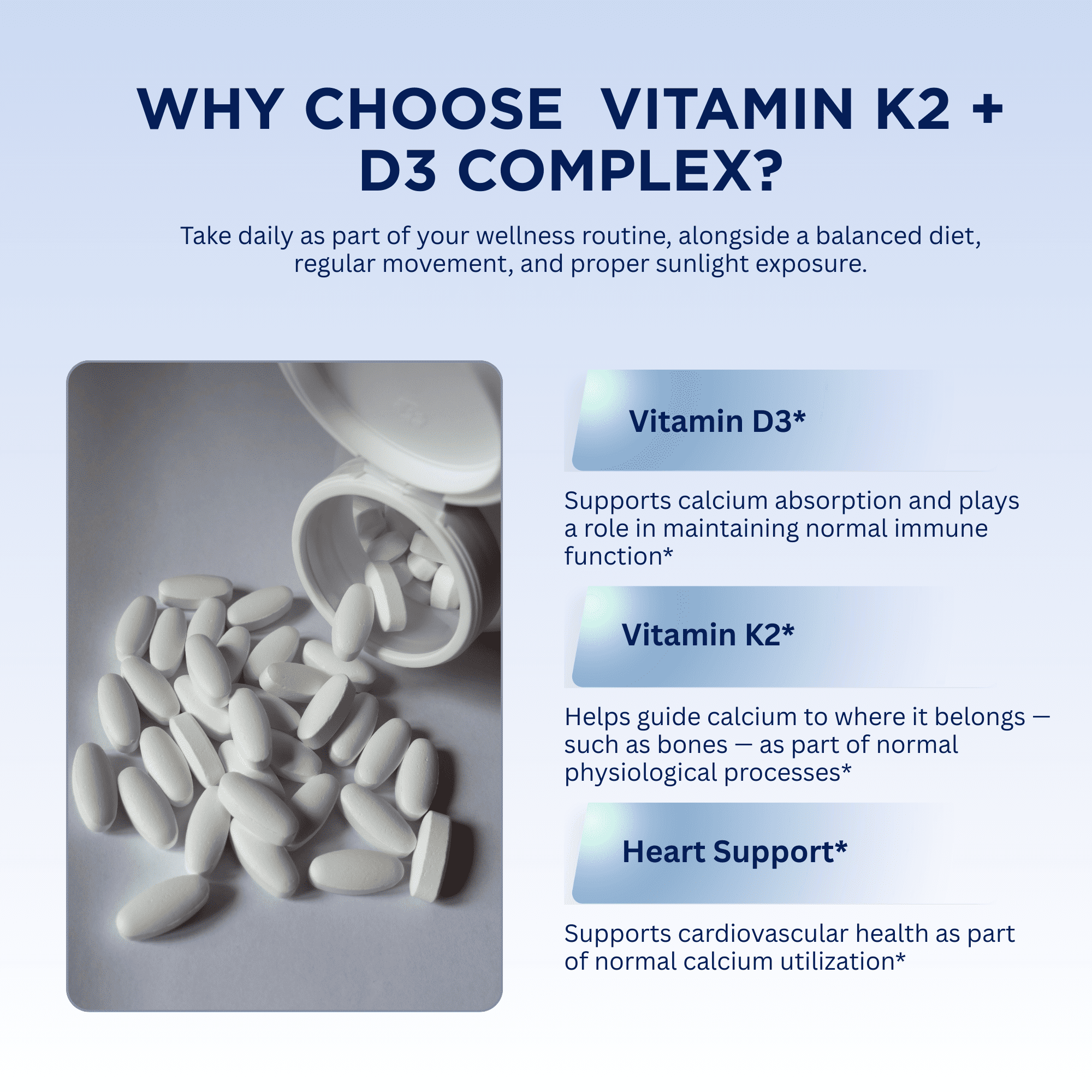 Pelican Vitamin K2 + D3 Complex – Bone & Heart Support Formula with MK-7 & Vitamin D3 – 60 Capsules