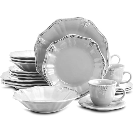 Fleur De Lys Dinnerware Set Stoneware 20-Piece Service for 4