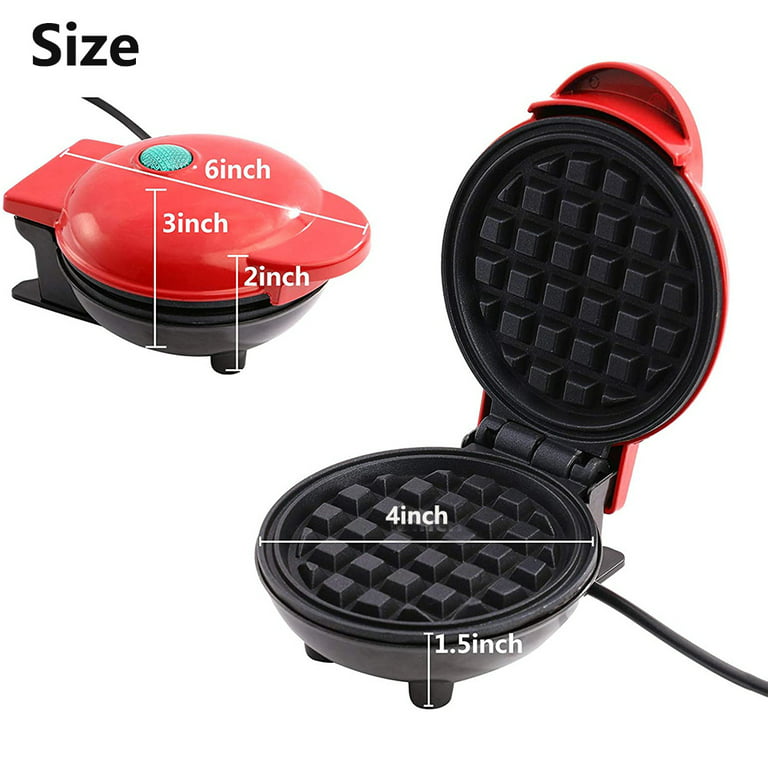 2 Pack Waffle Maker Machine for Individual Servings, Paninis, Hash browns &  other on the go Breakfast, Lunch, or Snacks Mini Waffle Maker Red & Black 