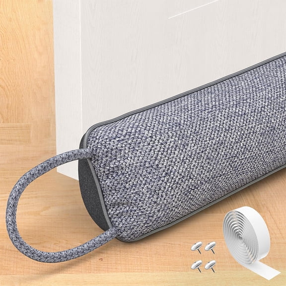Januofit Door Draft Stopper for Bottom of Door, 36’’ Heavy Duty Under Door Draft Blocker Gap Filler, Door Seal for Noise Light Cold Air, with Adhesive Strips, Dark Gray
