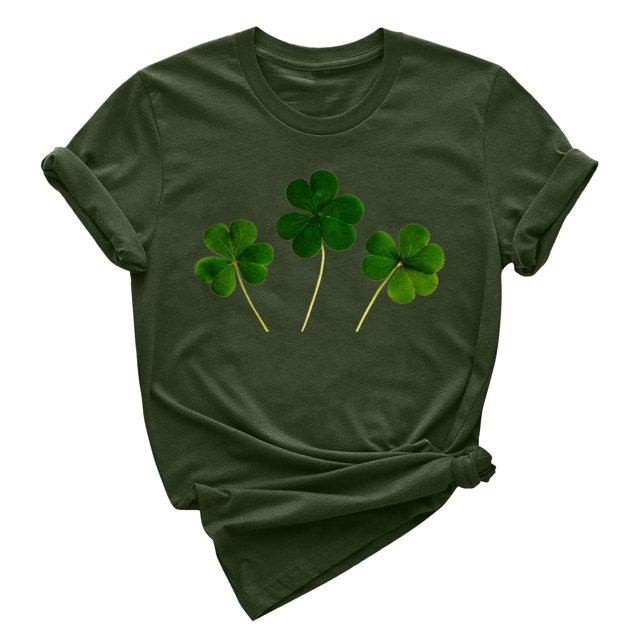 Besolor T-Shirts Mode pour Femmes Fête de la Saint-Patrick Col Rond Shamrock T-Shirt Manches Courtes Basiques Tops de Festival