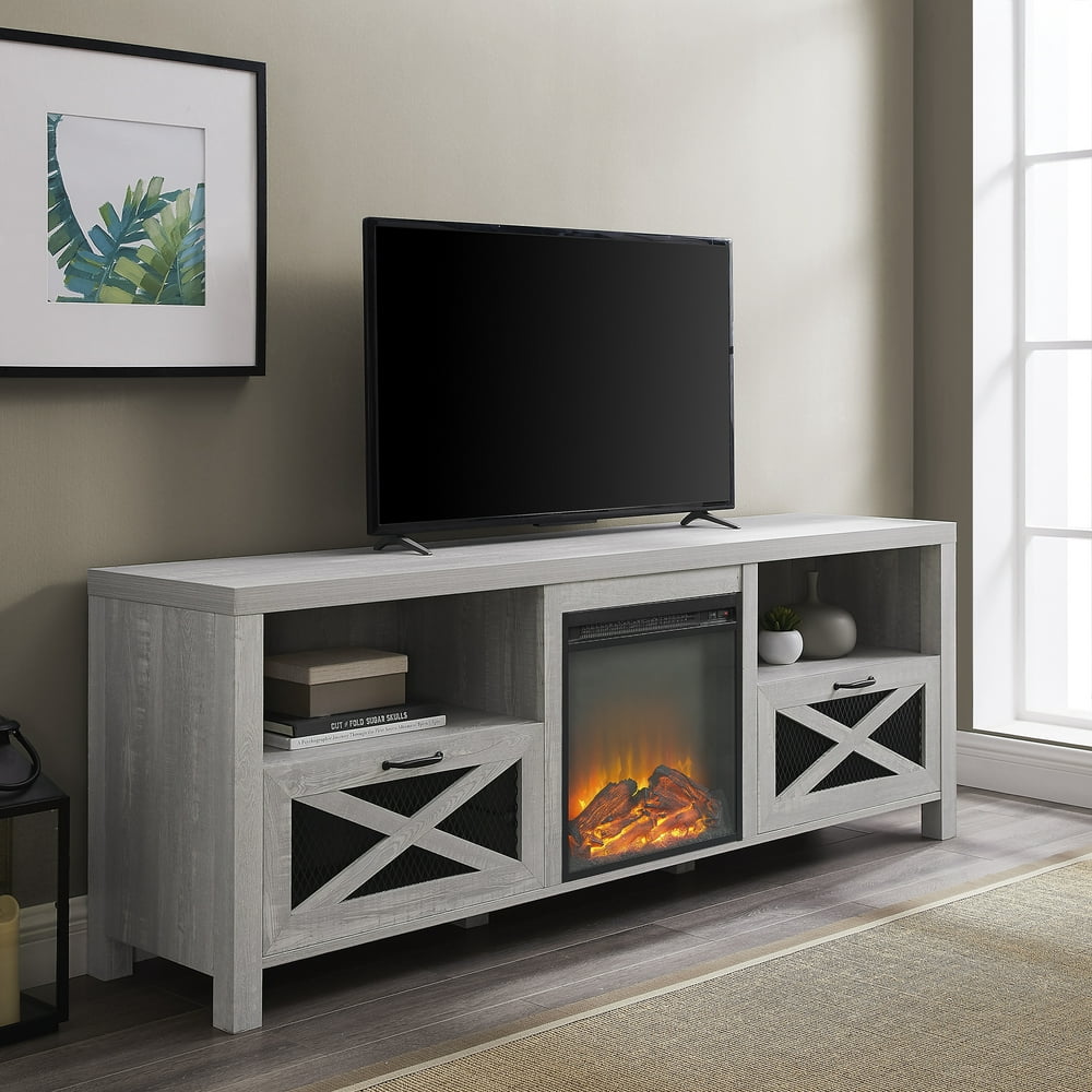 Manor Park Rustic Fireplace TV Stand for TVs up to 78 ...