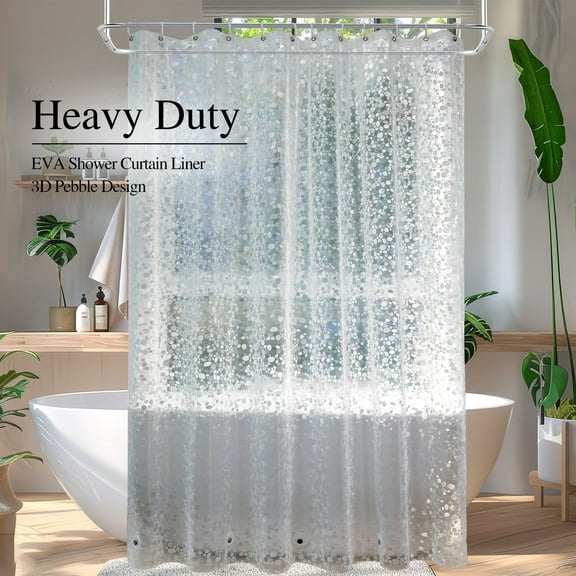 Inosoo Thick Pebble Shower Curtain Liner, 72"x84" Extra Long Heavy Duty EVA Cobblestone Shower curtain for Bathroom