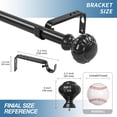 thumbnail image 3 of Urbanest Adjustable Single Curtain Rod Set Doorknob Finials – 1 -Inch Diameter, With Black Rod, 84–120 Inches, 3 of 6