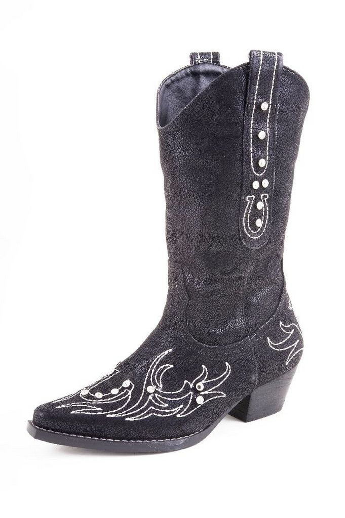 black cowgirl boots with rhinestones