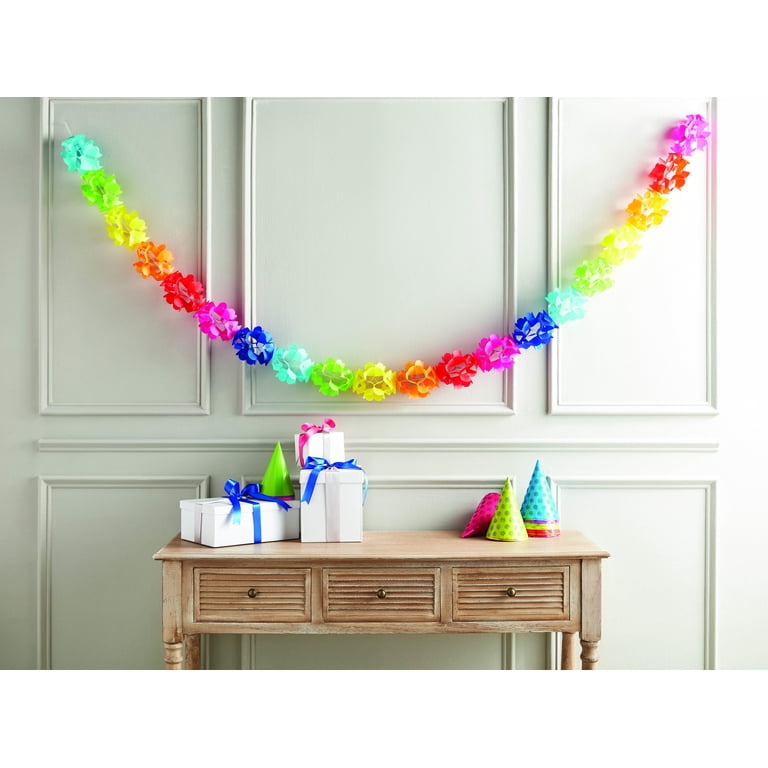 Way to Celebrate Ruffled Rainbow Tissue Garland Party Banner 10ft