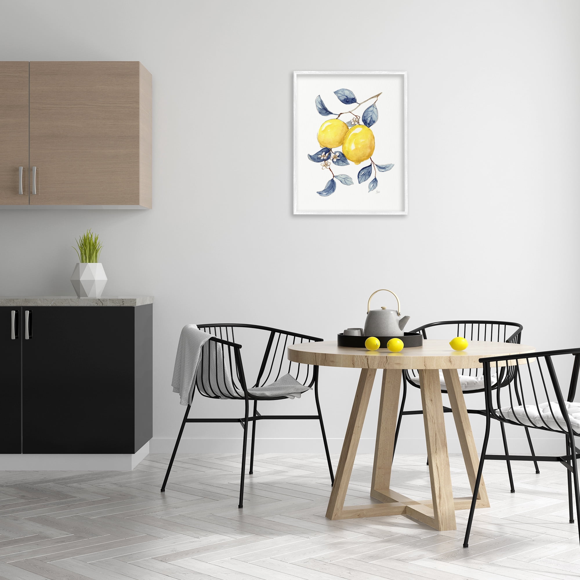 Stupell Industries Minimal Lemon Fruits Food & Beverage Painting White Framed Art Print Wall Art, 24 x 30