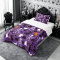 thumbnail image 2 of Erosebridal Gothic Skeleton Ghost King Size Comforter Sets 3pcs,Halloween Black Cats Comforters King Size,Purple,Reversible,1 Comforter and 2 Pillowcases, 2 of 6