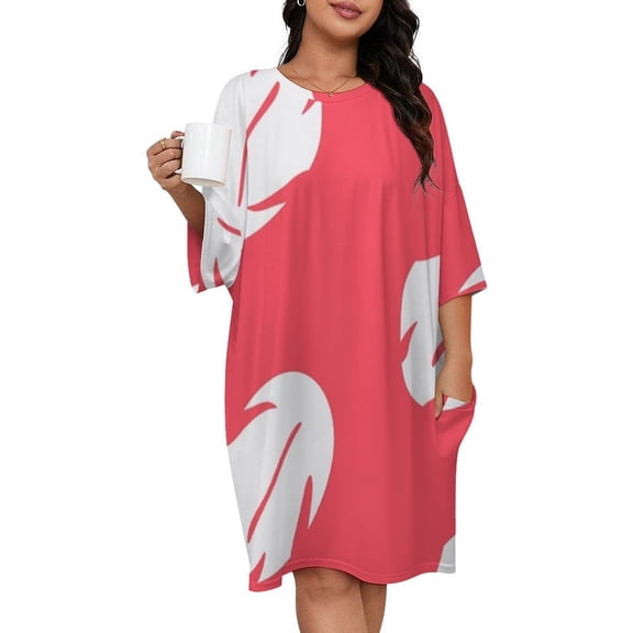Lilo Hawaiian Leave Sleepshirts For Sleeping Travels Loose Sleepdress Pajama Dress Soft Nightdress Sleepwear