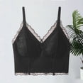 thumbnail image 5 of Hduncf Lace Bralettes for Women V Neck Spaghetti Strap Bra Unpadded Tops Trendy Cami Crop Top Going Out Lingerie Black M, 5 of 5