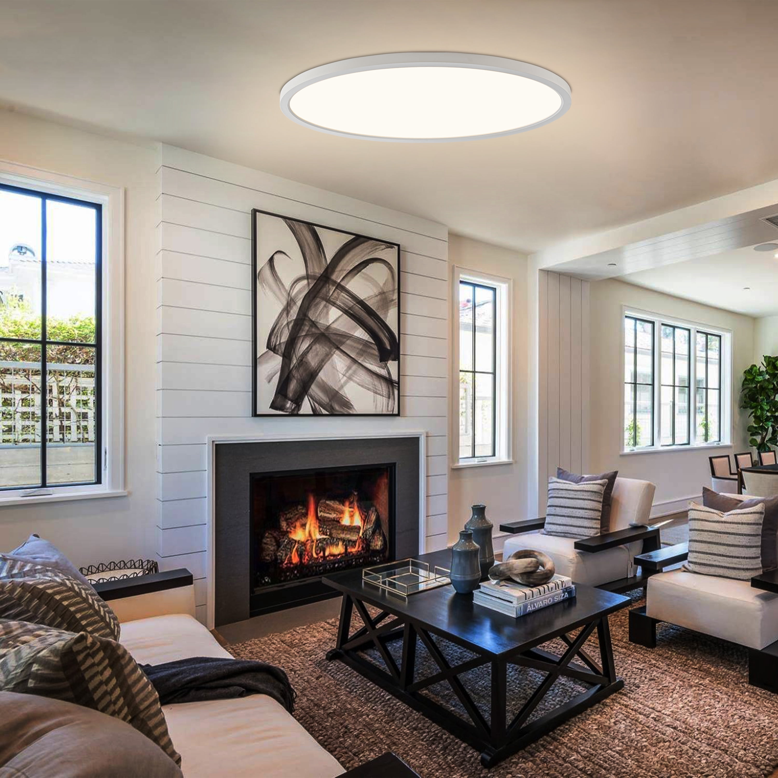 C Cattleya 32in. White Dimmable LED Ceiling Light Flush Mount with Adjustabl 2700K/ 3000K/ 3500K/4000K/5000K