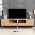thumbnail image 3 of Sleek Panel & Rattan Design | Ample Storage for Media Devices | Stable and Durable TV Console, 3 of 6
