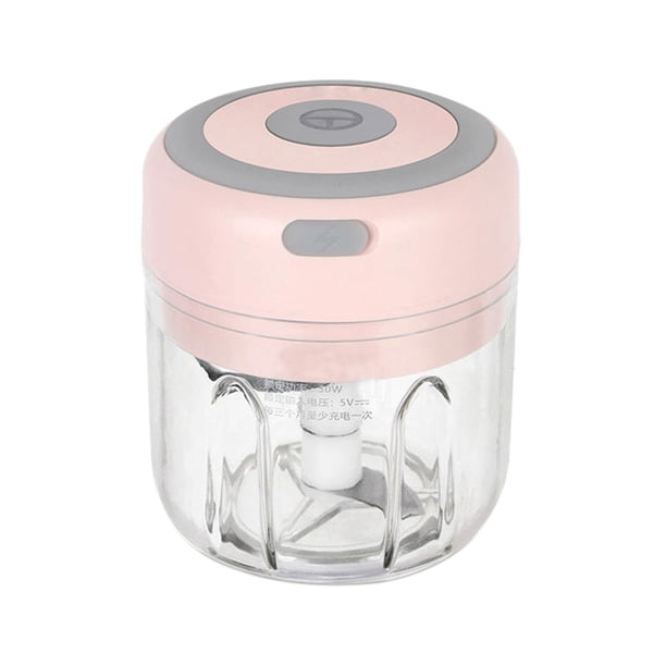 Inteprter Triturador de ajo eléctrico Mini 30W 3.7V 250ml Carga USB Cortadora de acero inoxidable Picadora Interior Pimienta Verduras Trituradora de carne Cocina y Comedor Rosado Inteprter HA059907-03B