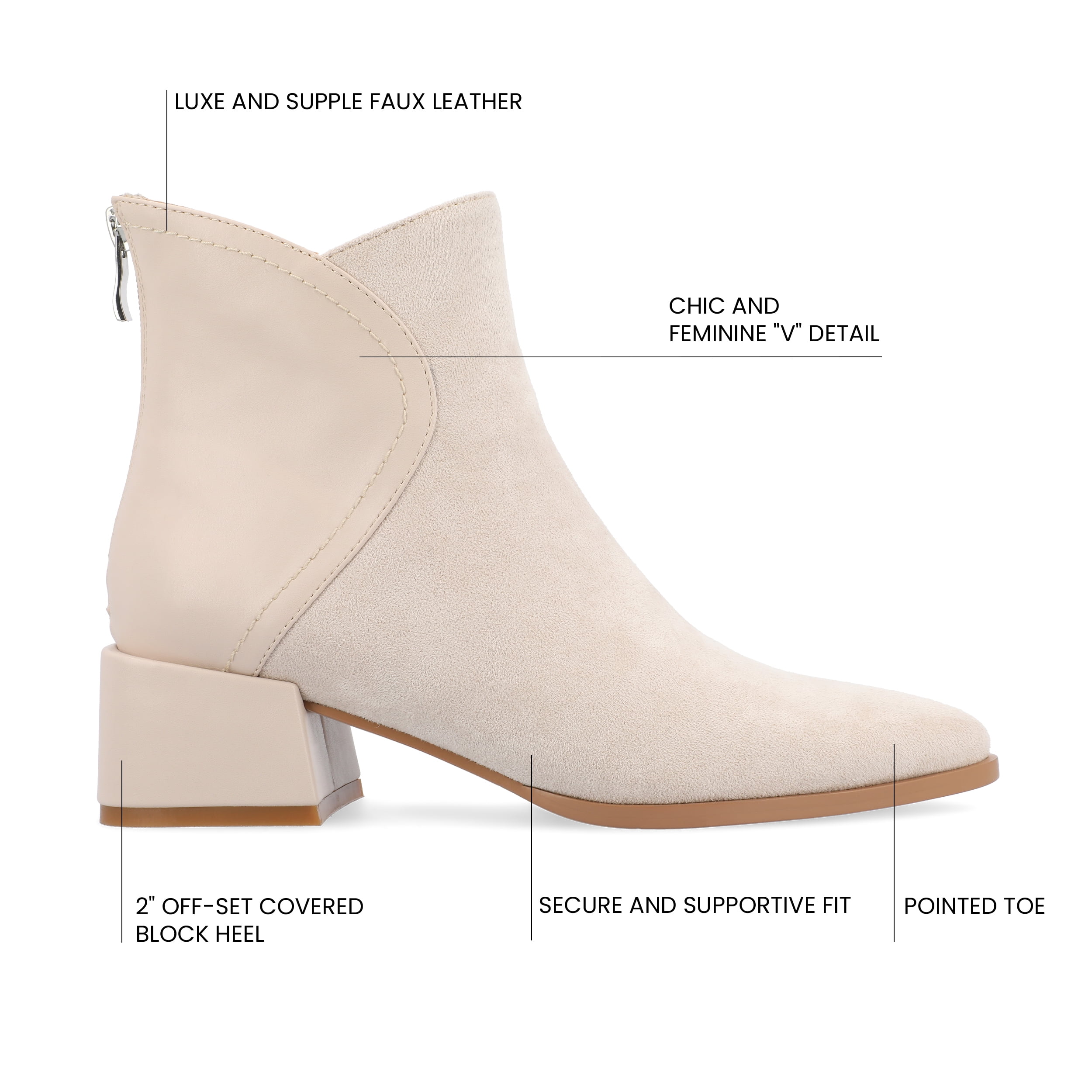 Journee Womens Consuello Two Tone Pointed Toe Booties, Widths Available