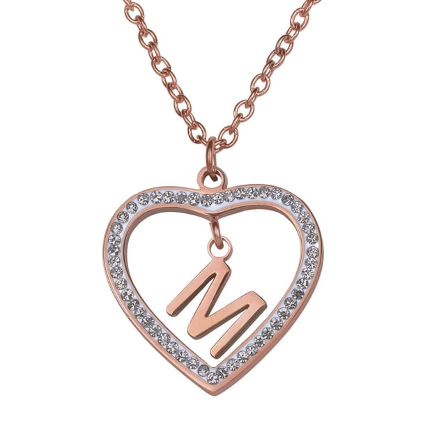 Collar de Mujer Corazón con Inciales LuckyLy, Modelo Adina rosa UNITALLA