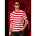 thumbnail image 2 of DARING DIVA Men's Striped Short Sleeve Crew Neck Casual Stripes T Shirt M Red White, 2 of 6
